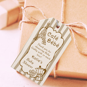 Etiqueta Para Presente Chá de Bebê Temático Café Bebe Paris Coffee Shop