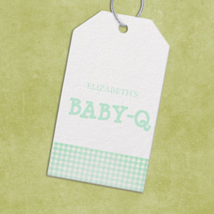 Etiqueta Para Presente Chá de Bebê Xadrez Verde Menta Baby-Q