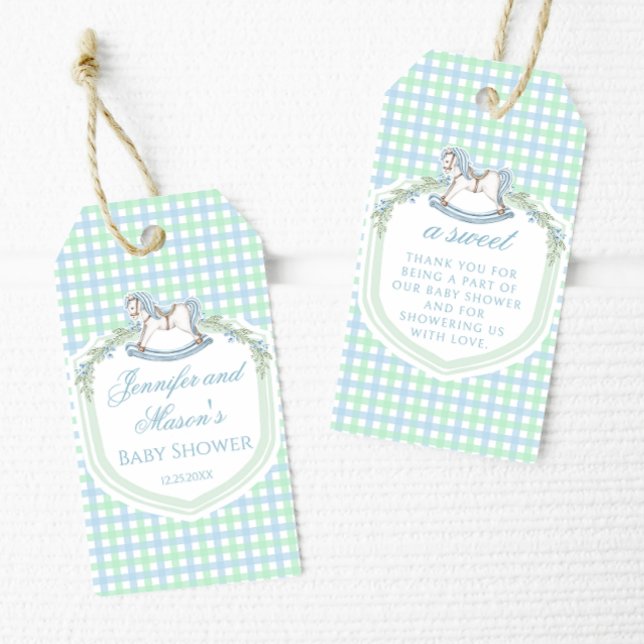 Etiqueta Para Presente Chá de cavalo azul verde obrigado (Criador carregado)