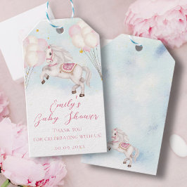 Etiqueta Para Presente Chá de estrelas de balões cor-de-rosa, bebê bebezi