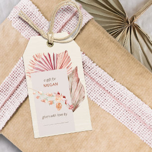 Etiqueta Para Presente Chá de Exibição de Folhas Secas de Palm Boho