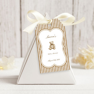 Etiqueta Para Presente Chá de fraldas Antiquado do Urso de Teddy Vintage