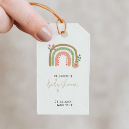 Etiqueta Para Presente Chá de fraldas Arco-Íris Cores Mudadas Coroa Terra