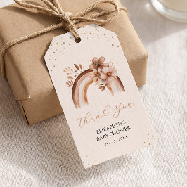 Etiqueta Para Presente Chá de fraldas Arco-Íris Rústico Neutro Boho Water