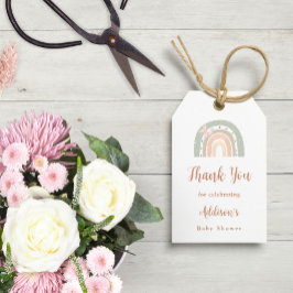 Etiqueta Para Presente Chá de fraldas Arco-Íris Verde e Peach Boho