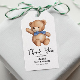 Etiqueta Para Presente Chá de fraldas azul de Urso Vermelho