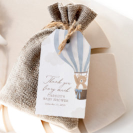 Etiqueta Para Presente Chá de fraldas Balão de Ar Quente do Urso Azul