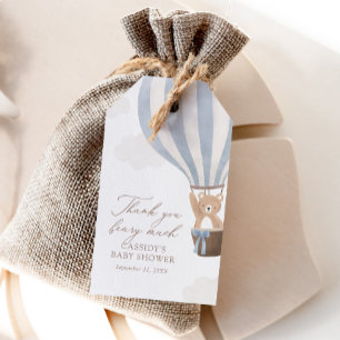 Etiqueta Para Presente Chá de fraldas Balão de Ar Quente do Urso Azul