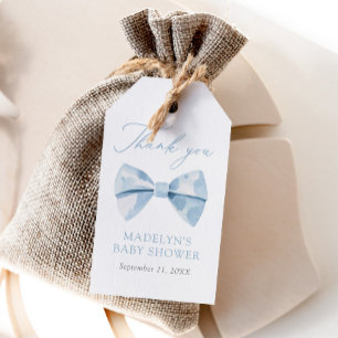 Etiqueta Para Presente Chá de fraldas Blue Bowtie Boy
