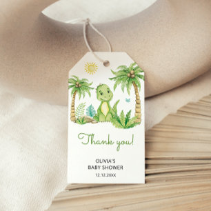 Etiqueta Para Presente Chá de fraldas Bonito De Dinossauro Obrigado