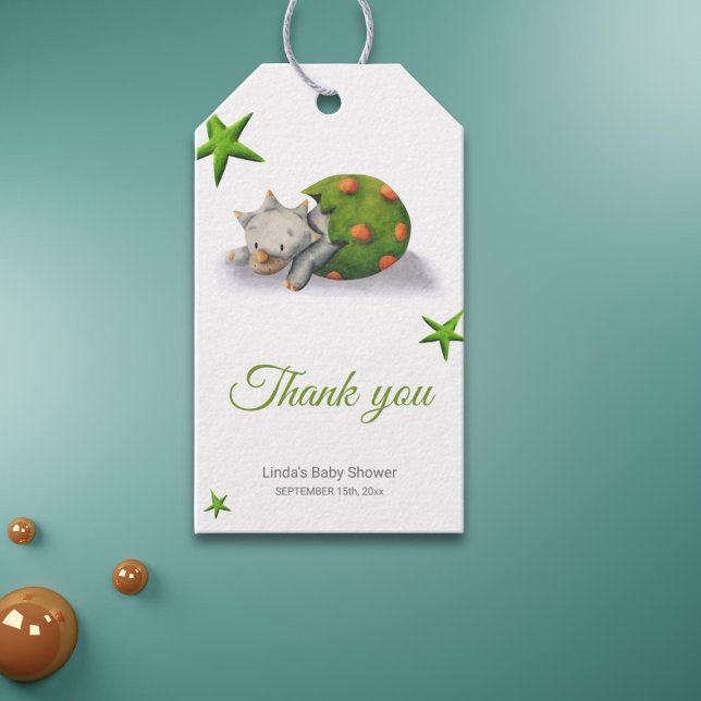 Etiqueta Para Presente Chá de fraldas Bonito De Dinossauro Obrigado (Criador carregado)