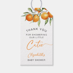 Etiqueta Para Presente Chá de fraldas Botânico Citrus Orange Little Cutie