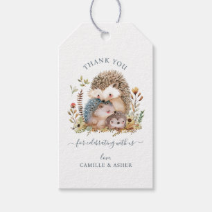 Etiqueta Para Presente Chá de fraldas Da Família Hedgehog Obrigado Marca