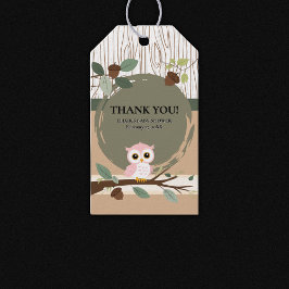 Etiqueta Para Presente Chá de fraldas da Floresta de Floresta de Coruja R