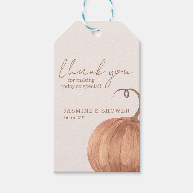 Etiqueta Para Presente Chá de fraldas de Abóbora (Frente)