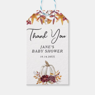 Etiqueta Para Presente Chá de fraldas de abóbora branca Obrigado