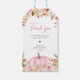 Etiqueta Para Presente Chá de fraldas de Abóbora Rosa Floral Pequenas Mar