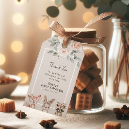 Etiqueta Para Presente Chá de fraldas De Animais Da Floresta Chic Boho