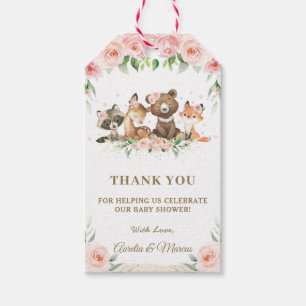 Etiqueta Para Presente Chá de fraldas de Animais da Floresta Floral Cor-