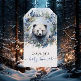 Etiqueta Para Presente Chá de fraldas de Aquarela do Urso Inverno