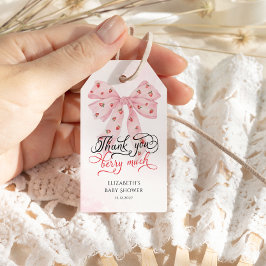 Etiqueta Para Presente Chá de fraldas De Arco De Strawberry Berry, Obriga