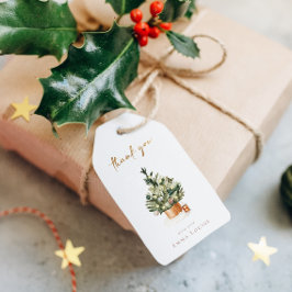 Etiqueta Para Presente Chá de fraldas de Árvore de Natal de inverno Obrig