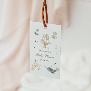 Etiqueta Para Presente Chá de fraldas de Balões de Baleias Magnéticas