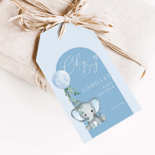 Etiqueta Para Presente Chá de fraldas de Balões de Rapaz Elefante