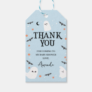 Etiqueta Para Presente Chá de fraldas de Boo Azul do Halloween Obrigado