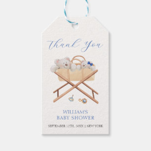Etiqueta Para Presente Chá de fraldas De Brinquedo Boho Bear Bassinet Obr