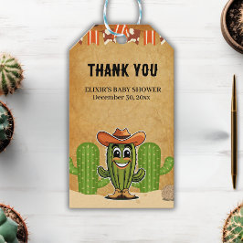 Etiqueta Para Presente Chá de fraldas de Cactus Cowboy Pequeno