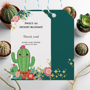 Etiqueta Para Presente Chá de fraldas de Cactus Floral Floral do Deserto 
