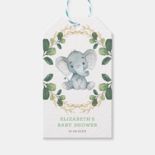 Etiqueta Para Presente Chá de fraldas de Cama de Elefante Verde Moleque