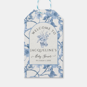 Etiqueta Para Presente Chá de fraldas de Chinoiserie Azul Clássico Elegan