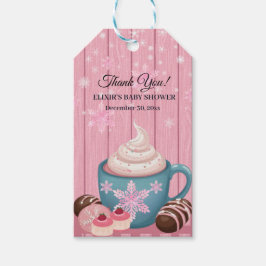 Etiqueta Para Presente Chá de fraldas De Creme De Cacau Quente De Madeira