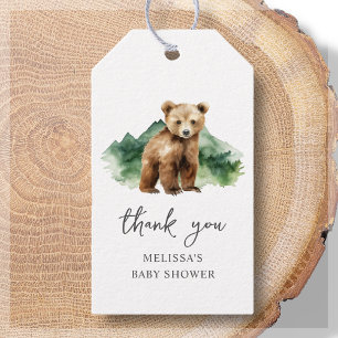 Etiqueta Para Presente Chá de fraldas De Cubo De Urso Marrom Obrigado Por