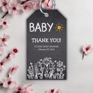Etiqueta Para Presente Chá de fraldas de Desenho de Primavera de Bebê Cha