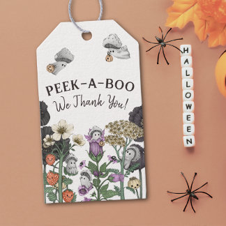 Etiqueta Para Presente Chá de fraldas de Dia das Bruxas de Peek-a-Boo