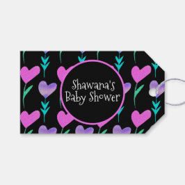 Etiqueta Para Presente Chá de fraldas de Dia de os namorados Floral do Co