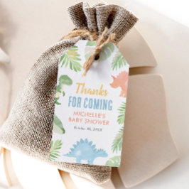 Etiqueta Para Presente Chá de fraldas de Dinossauro de Aquarela