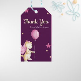 Etiqueta Para Presente Chá de fraldas De Dragão Rosa Bonito Obrigado