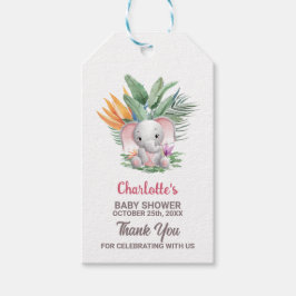 Etiqueta Para Presente Chá de fraldas de elefante para menina Obrigado