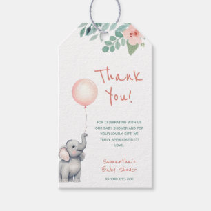 Etiqueta Para Presente Chá de fraldas de Elefante Rosa-Rosa-Rosa-Aquarela