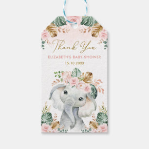 Etiqueta Para Presente Chá de fraldas de Elefante Tropical Blush
