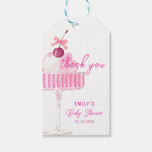 Etiqueta Para Presente Chá de fraldas de espuma de Cherry-Champagne
