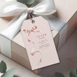 Etiqueta Para Presente Chá de fraldas de Fita de Arco Neutro Bonito