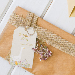 Etiqueta Para Presente Chá de fraldas de flor selvagem de ganso de aquare