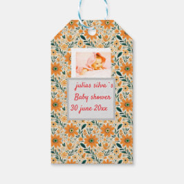 Etiqueta Para Presente chá de fraldas de flores laranja boho aper Napkin