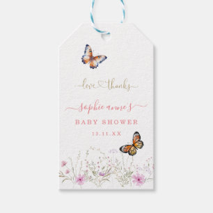 Etiqueta Para Presente Chá de fraldas de flores selvagens da Borboleta de