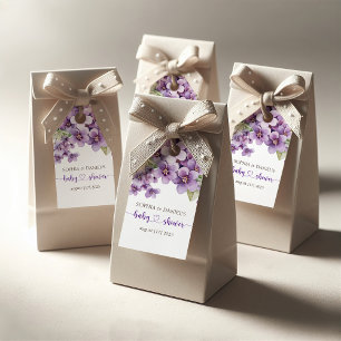 Etiqueta Para Presente Chá de fraldas de Flores Violetas Delicadas de Ver